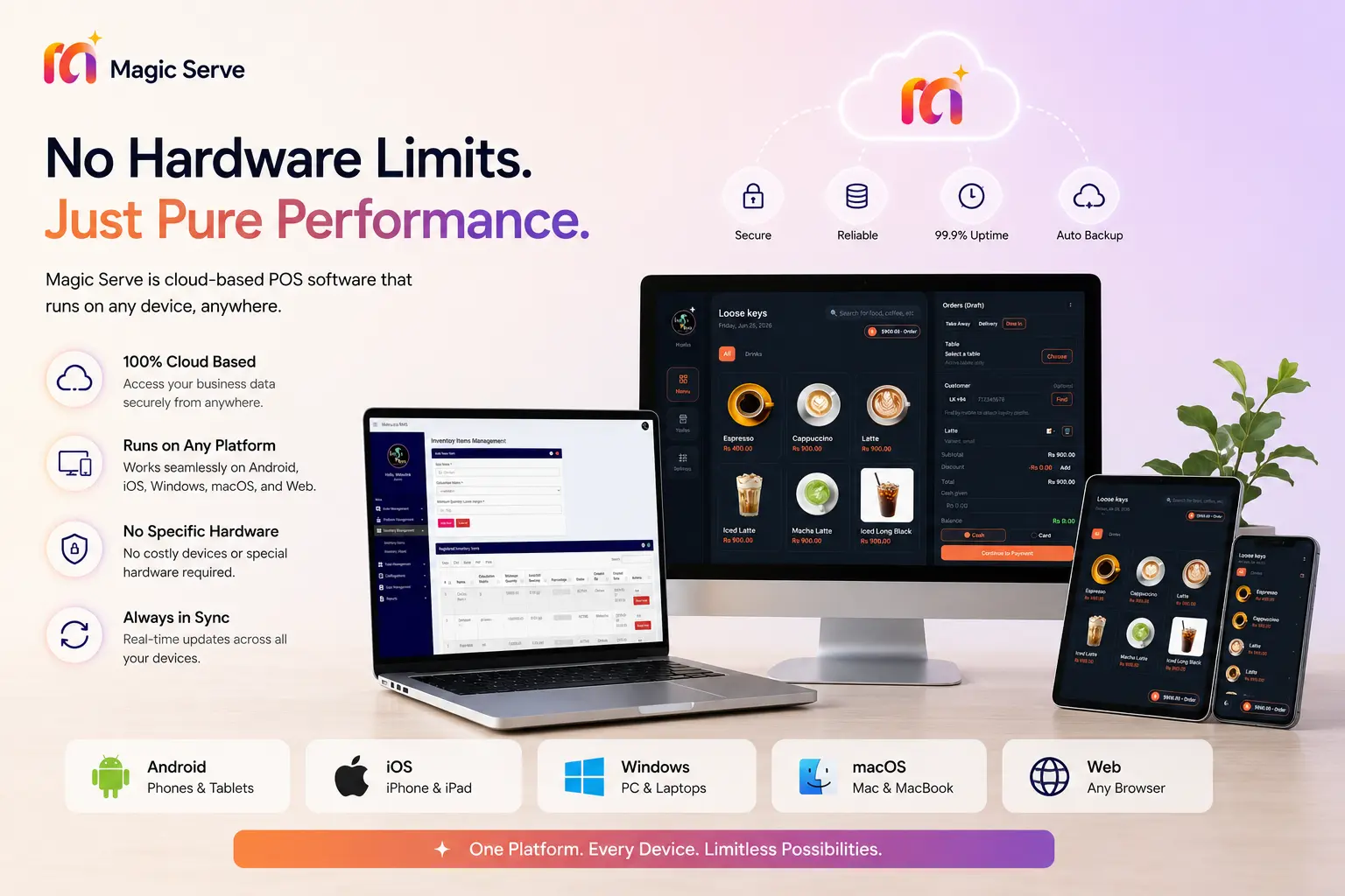 Magic Serve runs on Web, Android, iOS, Windows, and macOS